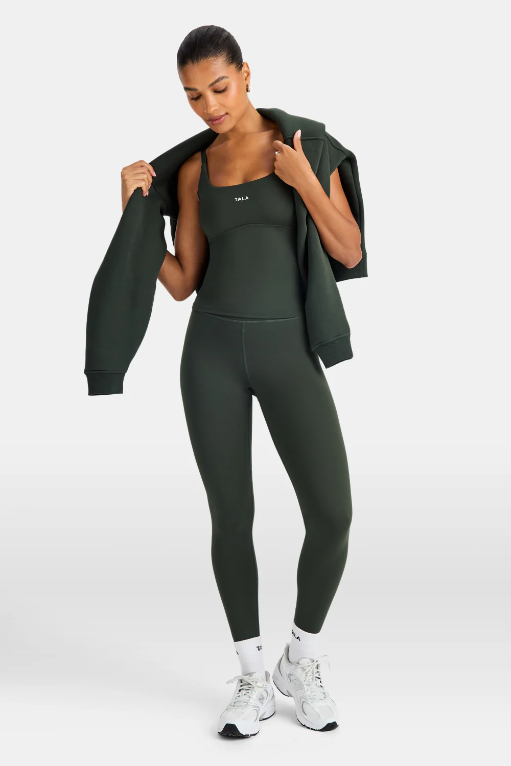 SkinLuxe Scoop Neck Full Length Vest - Dark Moss - Image 3