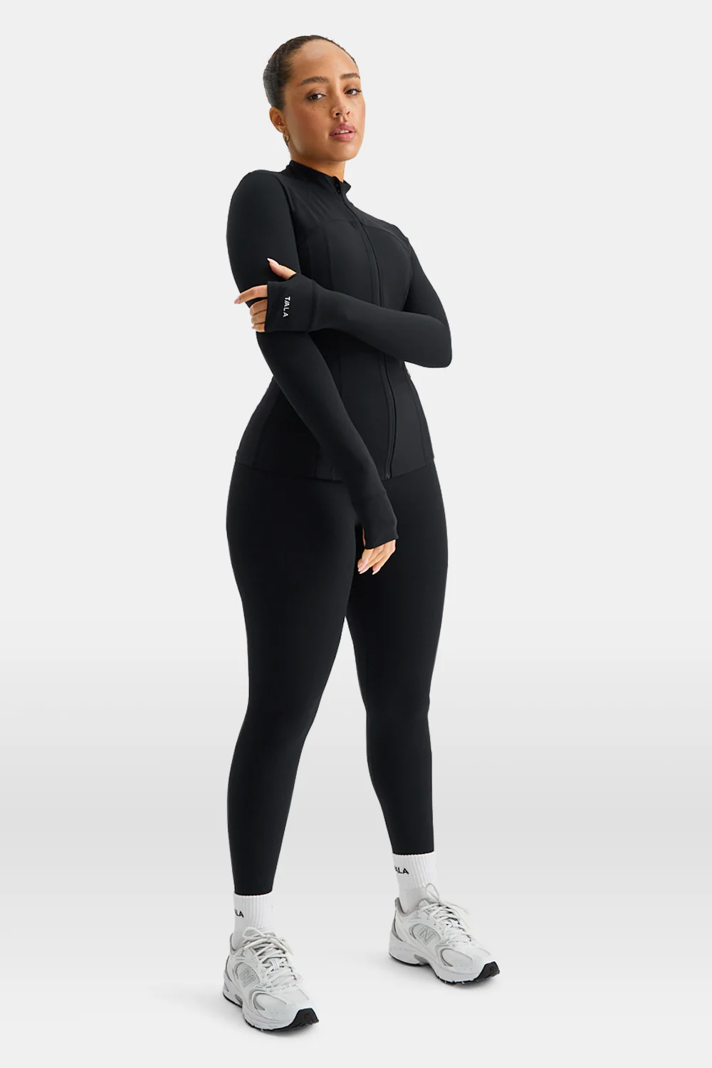 SkinLuxe Full Length Running Top - Shadow Black - Image 3