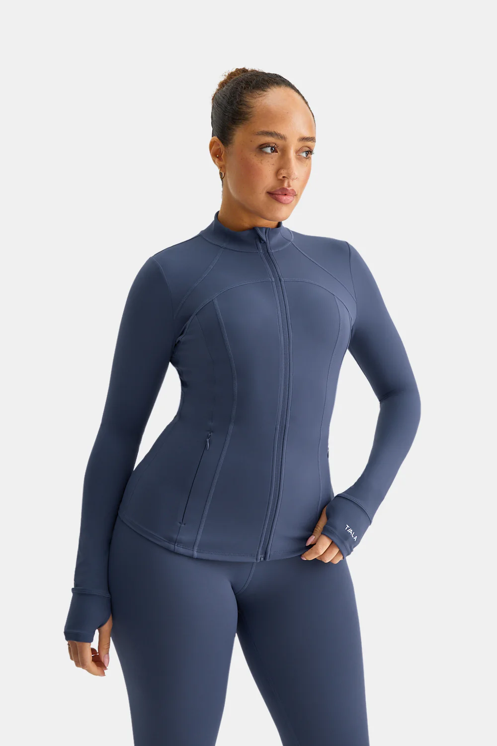 SkinLuxe Full Length Running Top - Vintage Blue - Image 7