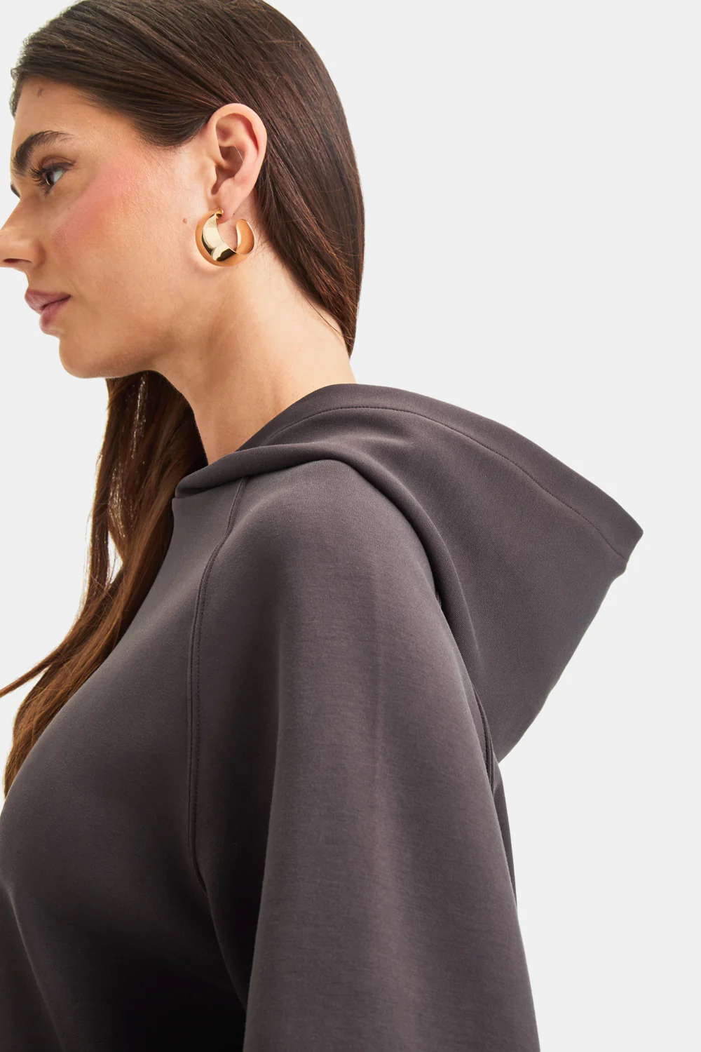 SoftSmart Flared Sleeve Hoodie - Cocoa - Image 4