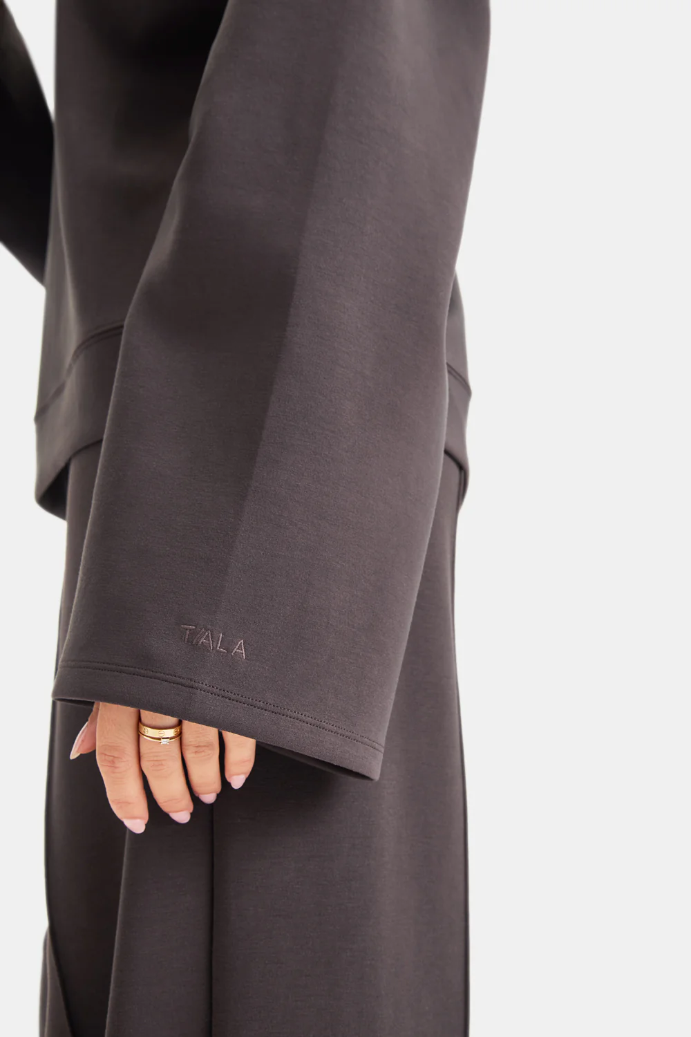 SoftSmart Flared Sleeve Hoodie - Cocoa - Image 7