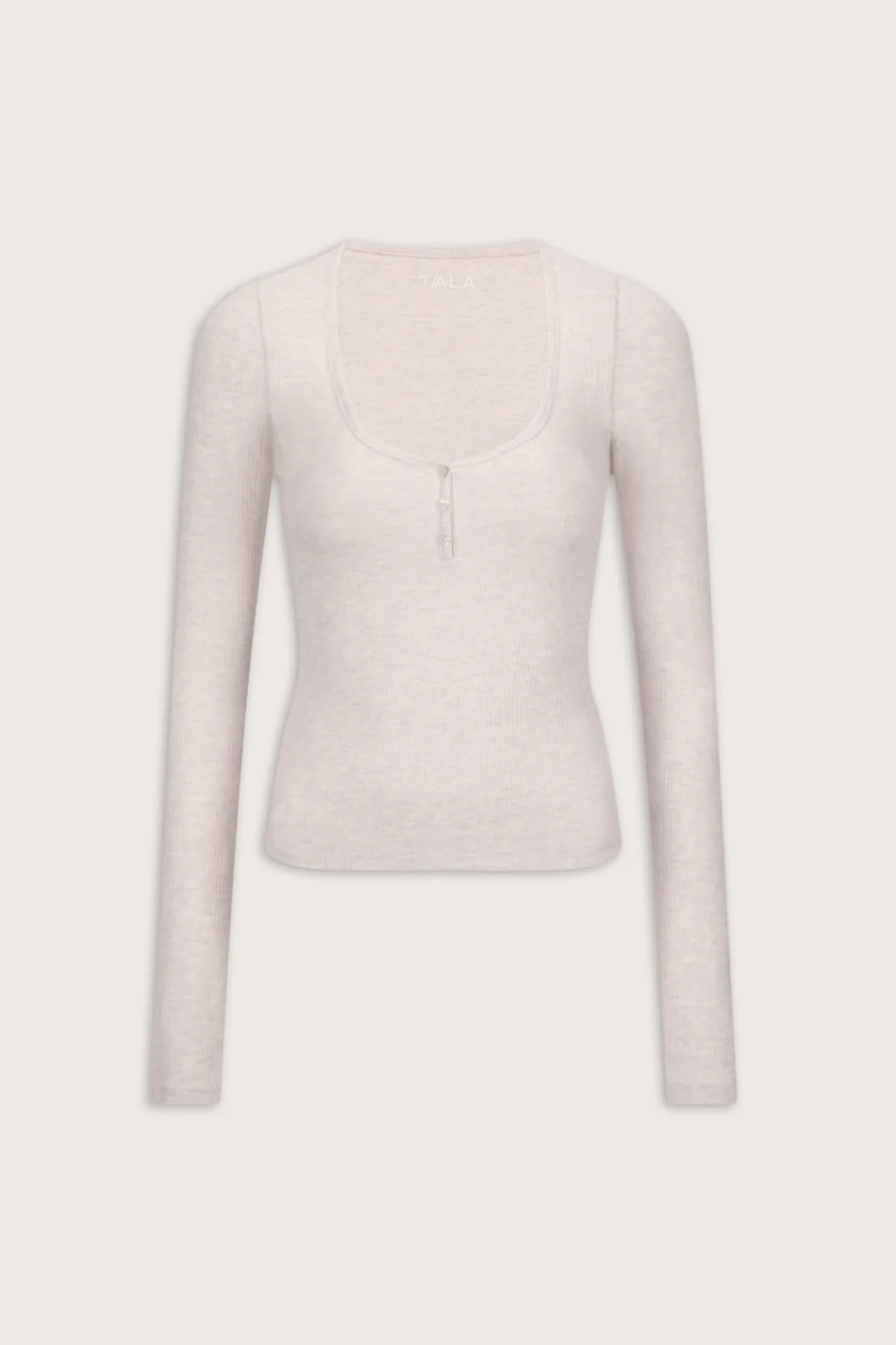 Sweetheart Long Sleeve Pyjama Top - Oat Marl - Image 2