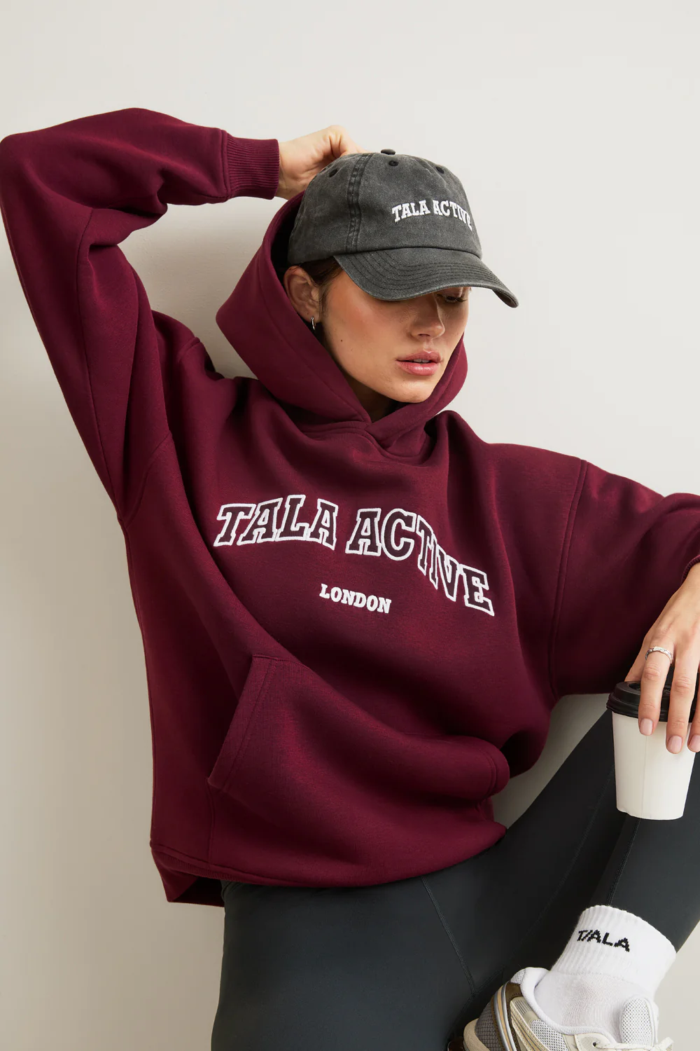 TALA Applique Oversized Hoodie - Burgundy - Image 5
