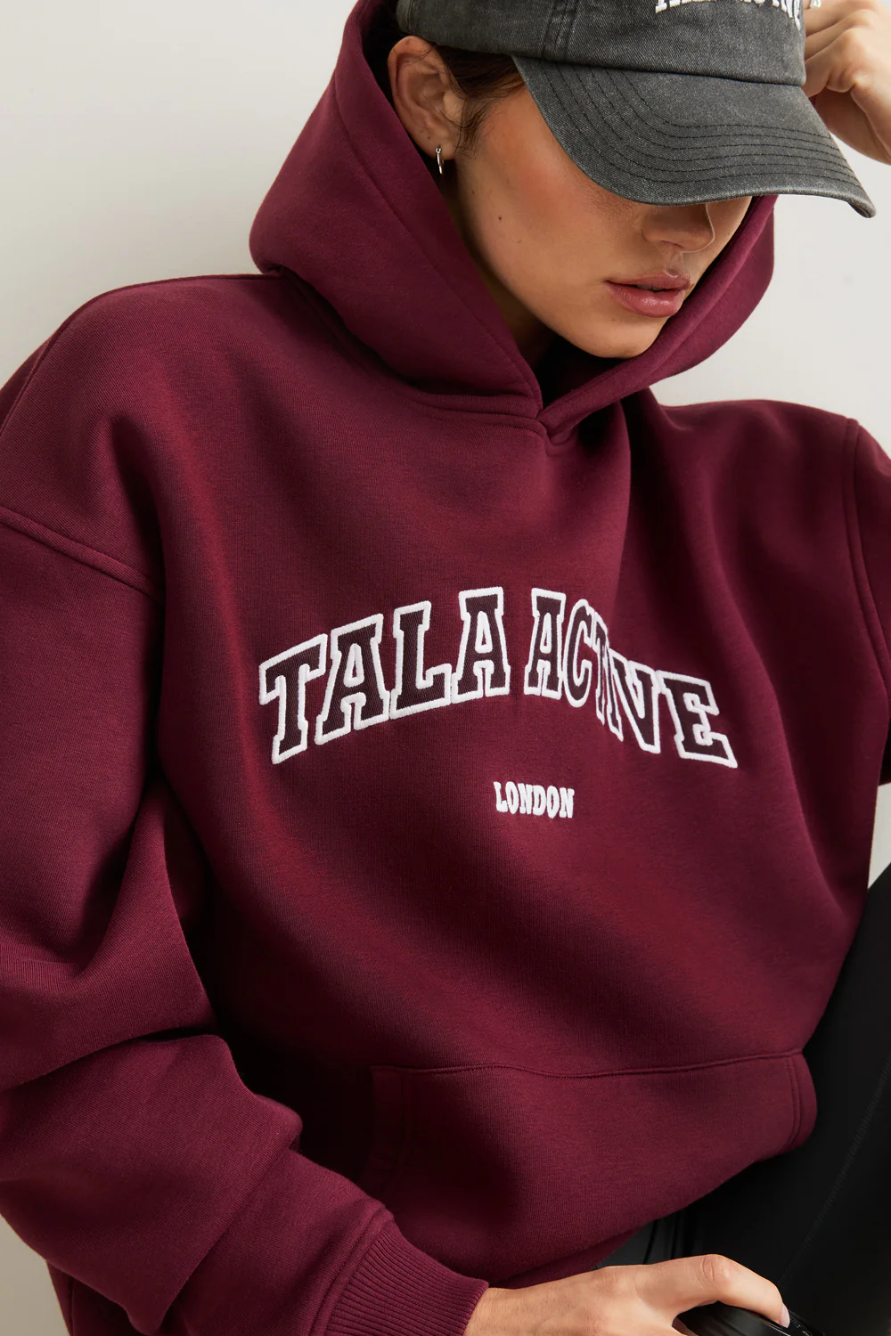TALA Applique Oversized Hoodie - Burgundy - Image 6