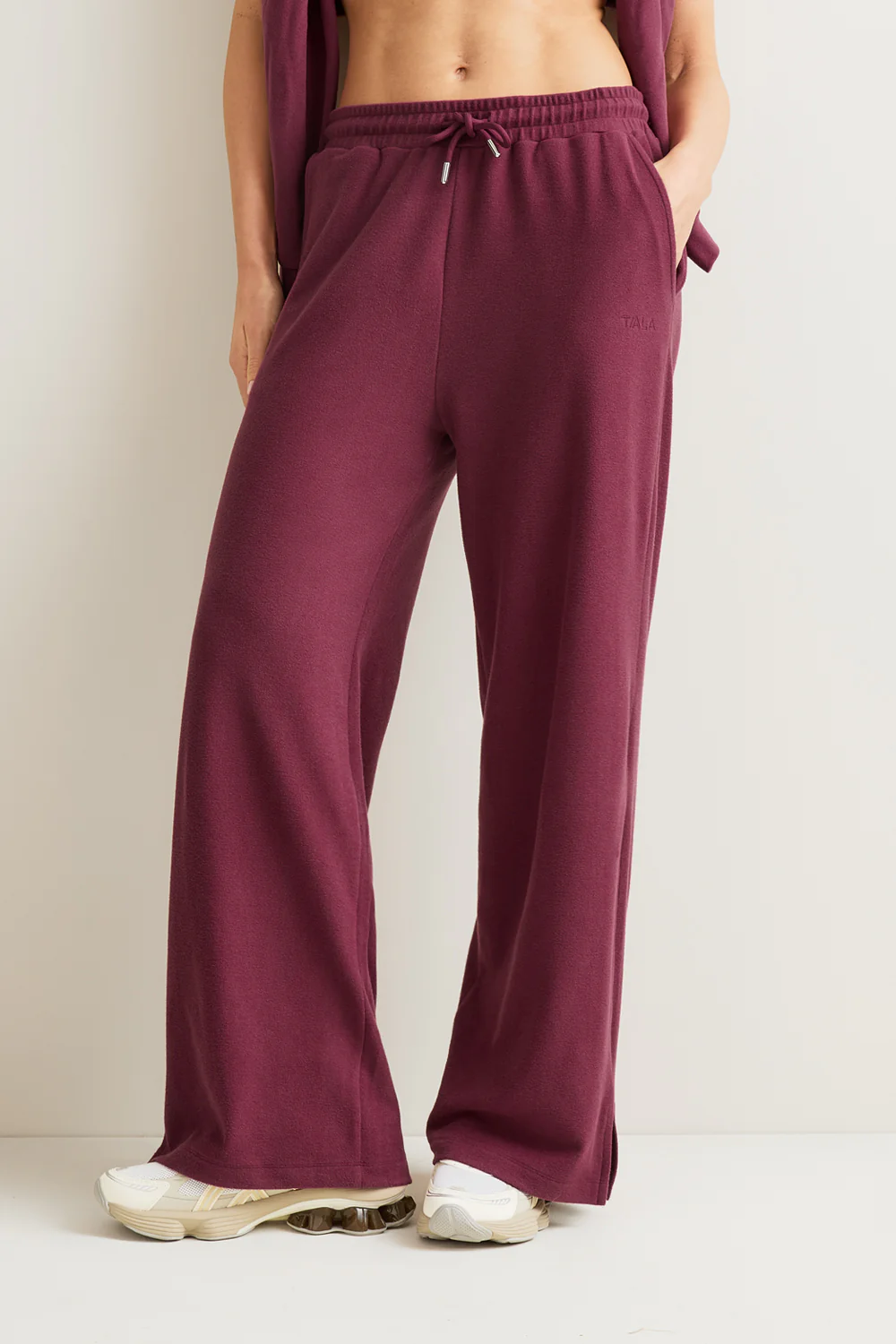 Plush Wide Leg Jogger - Cranberry - Image 3