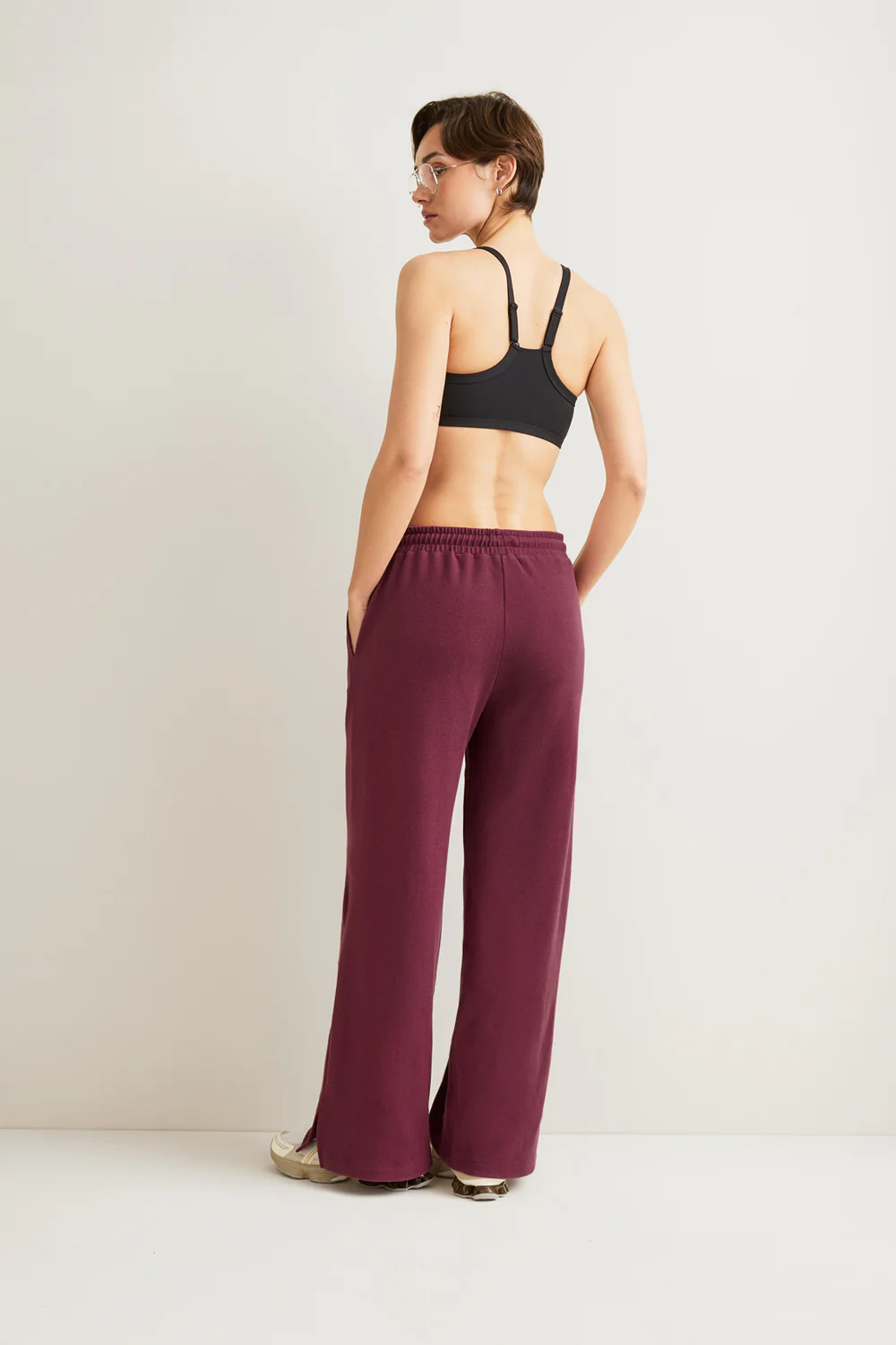Plush Wide Leg Jogger - Cranberry - Image 4